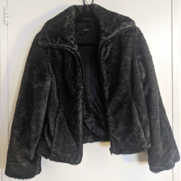 Utex Dark Grey Faux Fur Coat - Picture 1 of 4